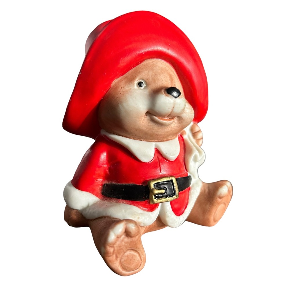 Vintage Homco Christmas Santa Teddy Bear Ceramic Figurine Retro Holiday Decor - Picture 2 of 10